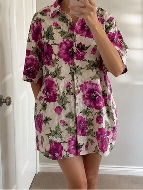 Vintage Intimate  Pleasure Floral Satin Kimono Robe14/16  Pink Green Lounge